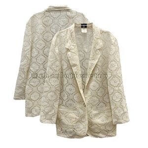 70s vtg Kitchen Curtain Lace Blazer